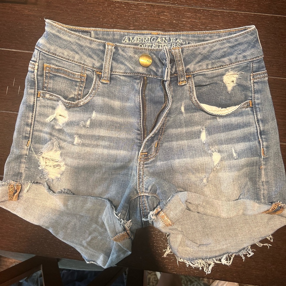 American Eagle Distressed High Waisted Denim Shorts